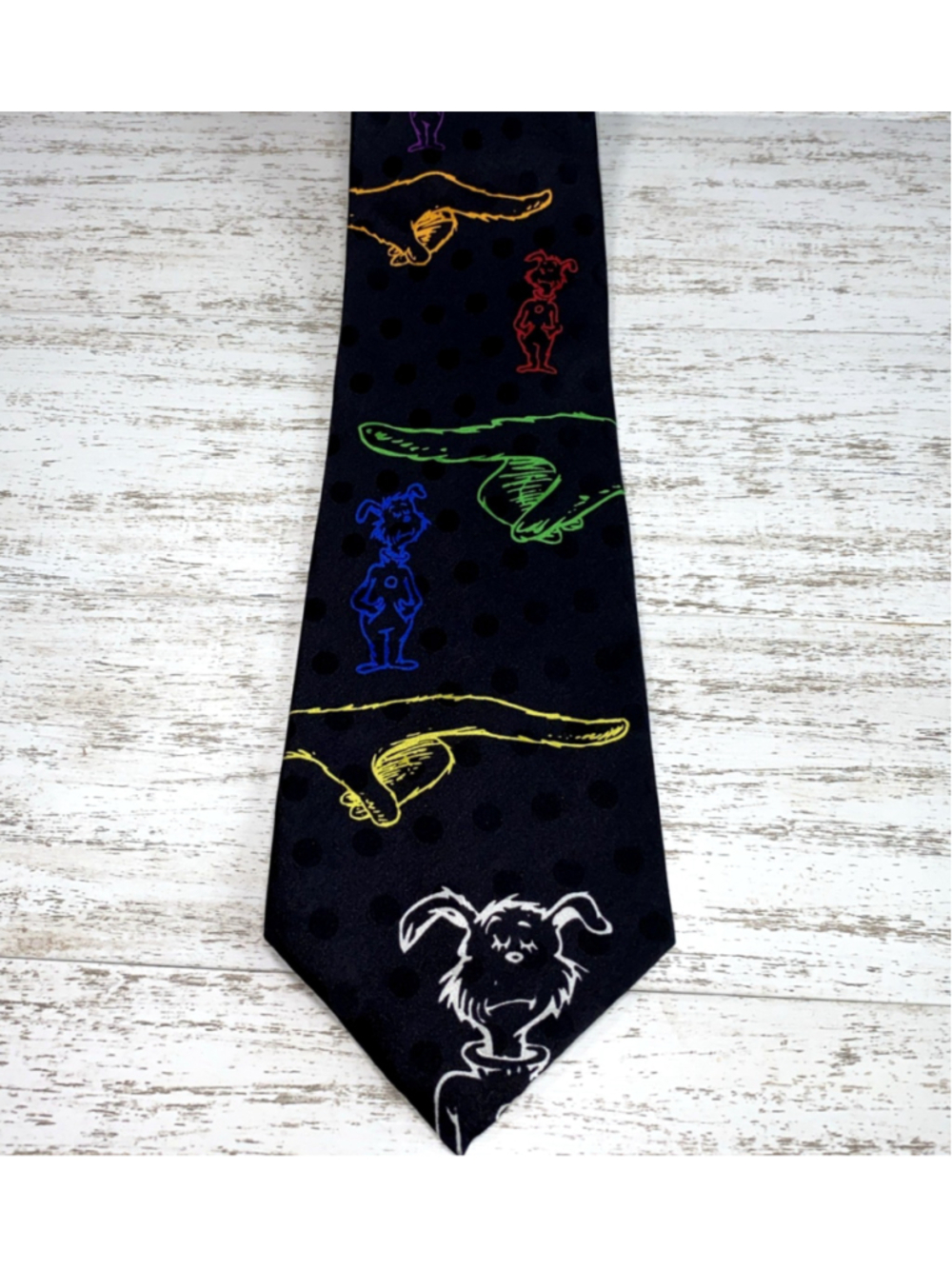 Vintage Dr Seuss Character Black Novelty 1990s Wide 4” Mens Silk Tie